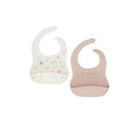 Jollein Lovely Birds - Bavaglino in silicone, confezione da 2 pezzi, materiale flessibile in silicone, con vaschetta di raccolta, bavaglino per bambini, facile da pulire