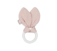 Jollein Massaggiagengive Baby Bunny Ears Wild Rose - Baby Greifling - Cotone - Anello in silicone - certificato Oeko-Tex - aiuto per la dentizione - Giocattolo per bambini