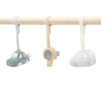 Jollein On The Go - Set di 3 Giocattoli per Bambini con Auto, Chiavi e Specchio, promuove Sensi e capacità motorie, per Arco di Gioco, Verde Mare, Avorio, Azzurro