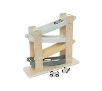 Jollein Pista in legno auto - On The Go - pista da corsa con 4 auto in legno - promuove abilità motorie e coordinazione - giocattolo auto - idea regalo per bambini - rampa auto
