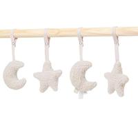 Jollein Set di 4 Ganci per Giocattoli a Forma di Quadrifoglio Moon Nougat - Luna e Stelle