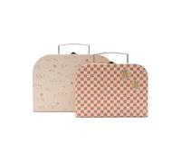 Jollein Set di valigie giocattolo per bambini - Pretty Picnic - 2 pezzi - Valigie per bambini in cartone - Con maniglia e fibbia - Design floreale e stampa interna - Decorazione cameretta dei bambini