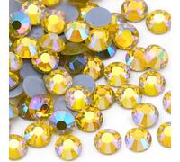 Jollin Strass Termoadesivi 1440 Pezzi - Vetro gemme Strass Hotfix per Tessuti, Vestiti, Artigianato e Decorazioni, 4.8mm (SS20, Colore Lemon AB)