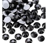 Jollin, Strass termoadesivi con retro piatto, in vetro, adatti come diamanti e gemme (16 SS, 576 pezzi, nero corvino)