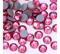 Jollin, Strass termoadesivi con retro piatto, in vetro, adatti come diamanti e gemme (16 SS, 576 pezzi, rosa acceso
