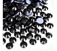 Jollin, Strass termoadesivi con retro piatto, in vetro, adatti come diamanti e gemme, 7,2 mm, (34 SS, 288 pezzi, nero corvino)