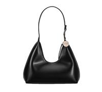 JOLLQUE Borsa a tracolla da donna, piccola borsa in pelle, borsa hobo unica alla moda con cerniera, nero, 11.8 inches