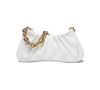 JOLLQUE Borsa a tracolla da donna, piccola borsa in pelle per ravioli, borsetta a mano, pochette da sera con catena dorata, bianco, Small