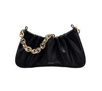 JOLLQUE Borsa a tracolla per le donne, piccola pelle gnocchi borse borsetta, catena oro sera pochette, Nero