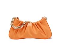 JOLLQUE Borsa a tracolla per le donne, piccola pelle gnocchi borse borsetta, catena oro sera pochette, Colore: arancione.