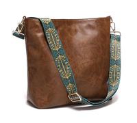 JOLLQUE Hobo Bags - Borsa a tracolla da donna, in pelle vegana, stile bohémien, borsa a secchiello, Caff