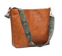 JOLLQUE Hobo Bags - Borsa a tracolla da donna, in pelle vegana, stile bohémien, borsa a secchiello, Marrone