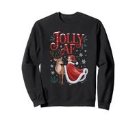 Jolly AF Christmas Retro Girl Deer Vintage Pajama Women Felpa