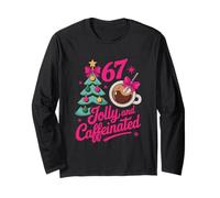 Jolly Caffeinated Coffee Creme Xmas Tree 67 Six Seven Meme Maglia a Manica