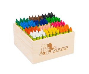 JOLLY Classpack - Wood, Painty, Basic Colours, scatola di legno con 144 gessetti a cera, 12 colori di base, lavabile e atossico, punta extra spessa, ideale per la scuola e l'asilo