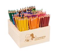 JOLLY Classpack - Wood, Supersticks Classic, Basic Colours, scatola di legno con 144 matite colorate, 12 colori di base, infrangibile e atossico, ideale per la scuola e l'asilo