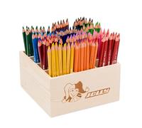 JOLLY Classpack - Wood, Supersticks Delta, Basic Colours, scatola di legno con 144 matite colorate, 12 colori di base, infrangibile e atossico, forma triangolare ergonomica, ideale per la scuola e