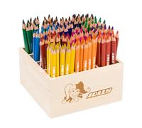 JOLLY Classpack - Wood,X-Big Delta, colori base, scatola di legno con 144 matite colorate, 12 colori base, resistenti alla rottura e atossiche, mina extra spessa