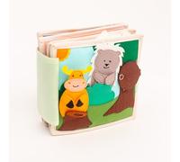 Jolly Designs Mini Quiet Book Amici degli Animali - Giocattolo Montessori da 12 mesi - Libro sensoriale & Libro in tessuto per bambini - Libro fatto a mano con 6 pagine di attività - Giocattolo