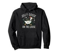 Jolly Goose On The Loose Funny Christmas Holiday Goose Felpa con Cappuccio