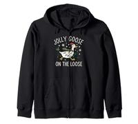 Jolly Goose On The Loose Funny Christmas Holiday Goose Felpa con Cappuccio