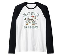 Jolly Goose On The Loose Funny Christmas Holiday Goose Maglia con Maniche Raglan