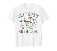 Jolly Goose On The Loose Funny Christmas Holiday Goose Maglietta