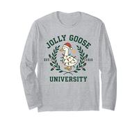 Jolly Goose University Silly Funny Christmas Holiday Goose Maglia a Manica