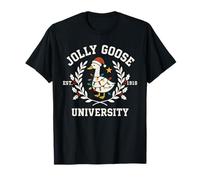 Jolly Goose University Silly Funny Christmas Holiday Goose Maglietta