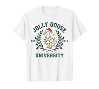 Jolly Goose University Silly Funny Christmas Holiday Goose Maglietta