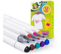 JOLLY Pennarello per tessuti, ricarica aerografo o come normale penna tessile, 12 colori con punta spessa e sottile, per tessuti di ogni tipo, lavabile in lavatrice dopo il fissaggio, multicolore