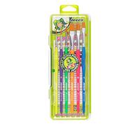 JOLLY Pennelli triangolari, set di pennelli con 3 pennelli di pelo e 3 pennelli di setola, colori al neon, set di pennelli per la scuola dell'anno 2017, pennelli di pelo Toray