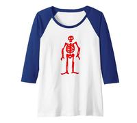 Jolly Roger - Bandiera dei Pirati Edward, Scheletro Rosso Basso Maglia con Maniche Raglan, Donna, Blu Reale/Bianco, M