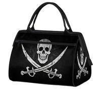 Jolly Roger - Borsa da palestra con teschio pirata, per uomini e donne, da viaggio, sport, impermeabile, per fine settimana, per la notte, leggera, da portare con sé