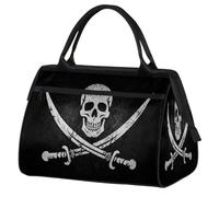 Jolly Roger, borsa da palestra con teschio pirata, unisex, con scheletro grunge, da viaggio, sport, impermeabile, per il fine settimana, per la notte, leggera, da portare con sé