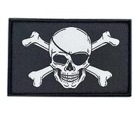 Jolly Roger Pach Harley Bandiera Pirati come quella usata nel Film I Pirati dei Caraibi - Patch Zaino Militare - Accessori Pirata - Patch Militare - Patch Motocross - 80 x 50 mm