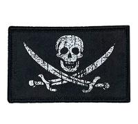 Jolly Roger Pach Harley Bandiera Pirati come quella usata nel Film I Pirati dei Caraibi - Patch Zaino Militare - Accessori Pirata - Patch Militare - Patch Motocross - 80 x 50 mm
