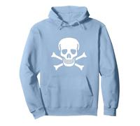 Jolly Roger Pirata Bandiera Teschio e Ossa Felpa con Cappuccio, Unisex per Adulti, Blu Polveroso, S