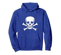 Jolly Roger Pirata Bandiera Teschio e Ossa Felpa con Cappuccio, Unisex per Adulti, Blu Reale, M