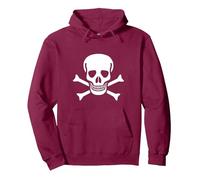 Jolly Roger Pirata Bandiera Teschio e Ossa Felpa con Cappuccio, Unisex per Adulti, Bordeaux, XXL