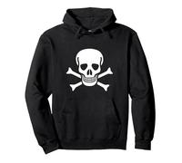 Jolly Roger Pirata Bandiera Teschio e Ossa Felpa con Cappuccio, Unisex per Adulti, Nero, XL