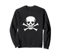 Jolly Roger Pirata Bandiera Teschio e Ossa Felpa, Unisex per Adulti, Nero, L