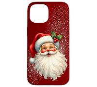 Jolly Santa Claus Face, Holly & Sparkles - Festive Christmas Custodia per iPhone 15