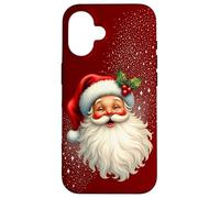 Jolly Santa Claus Face, Holly & Sparkles - Festive Christmas Custodia per iPhone 16