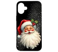 Jolly Santa Claus Face, Holly & Sparkles - Festive Christmas Custodia per iPhone 16 Plus