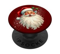 Jolly Santa Claus Face, Holly & Sparkles - Festive Christmas PopSockets PopGrip Adesivo