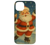 Jolly Santa Pattinaggio su ghiaccio sotto le stelle Vintage Natale Custodia per iPhone 14 Plus