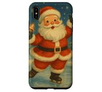 Jolly Santa Pattinaggio su ghiaccio sotto le stelle Vintage Natale Custodia per iPhone XS Max
