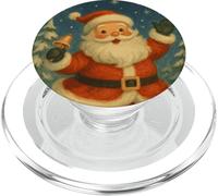 Jolly Santa Pattinaggio su ghiaccio sotto le stelle Vintage Natale PopSockets PopGrip per MagSafe
