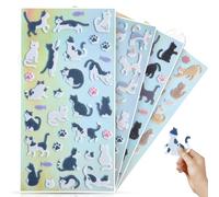 Jolly Stickers - Adesivi in feltro con motivo di impronte di gatto e zampe, 4 fogli, morbidi, autoadesivi, versatili, ideali per fai da te, scrapbooking e inizio della scuola
